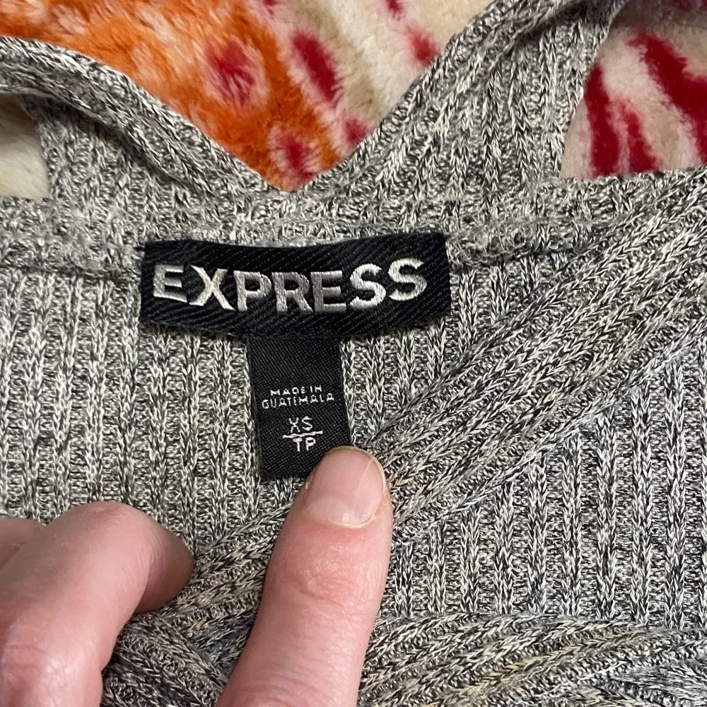 Express Heather Gray Crisscross Neck Bodysuit - Picture 6 of 8
